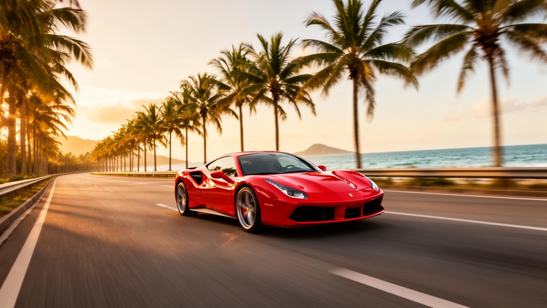 Supercar sur route côtière